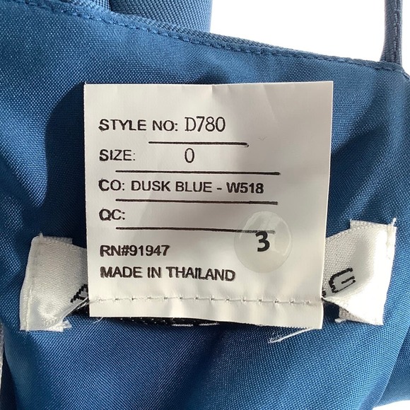 NEW Alfred Sung Sz 0 Open Back Bow Tie Satin Trumpet Gown Blue $236 msrp I24-11 - Picture 6 of 11